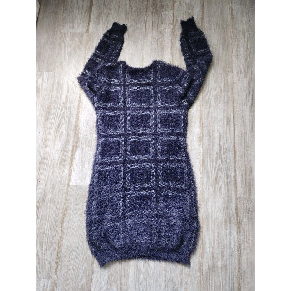 Romeo & Juliet Couture Fuzzy Sweater Dress Blue White Thick Stretch Womens L EUC - Picture 10 of 10